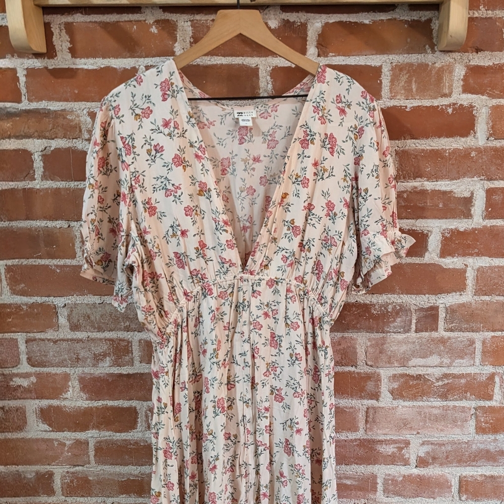 Billabong Floral Midi Dress in Cream and Pink